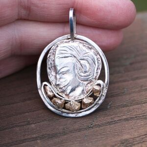 Handcrafted Mother Madonna Pendant in Solid Sterling Silver , No Chain